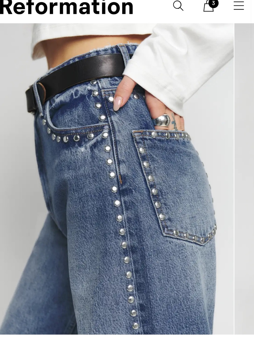 Reformation Cary High Rise Slouchy Wide Leg Jeans Size 24 Tailored